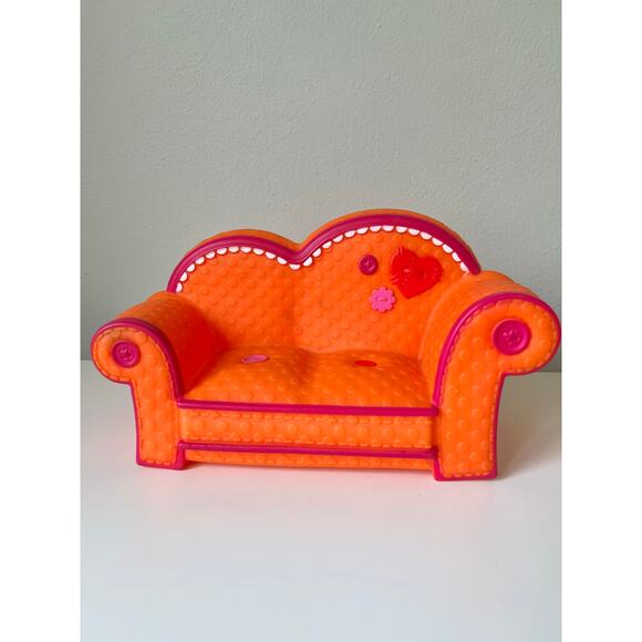 Lalaloopsy Orange Sofa Couch 2010 Doll Furniture MGA Pink Trim Fits 12” Dolls - Picture 1 of 6